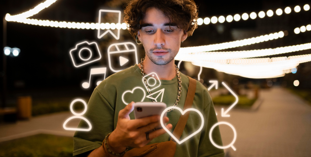 uso intenso de smartphone com aplicativos e redes sociais aumentando o consumo de dados móveis corporativos.